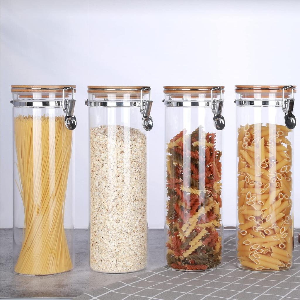KKC Airtight Glass Pasta Container - Pasta Storage Container, Canister Glass Airtight Storage Jar, for Grains, Flour, Rice, Food Storage, Protein, etc