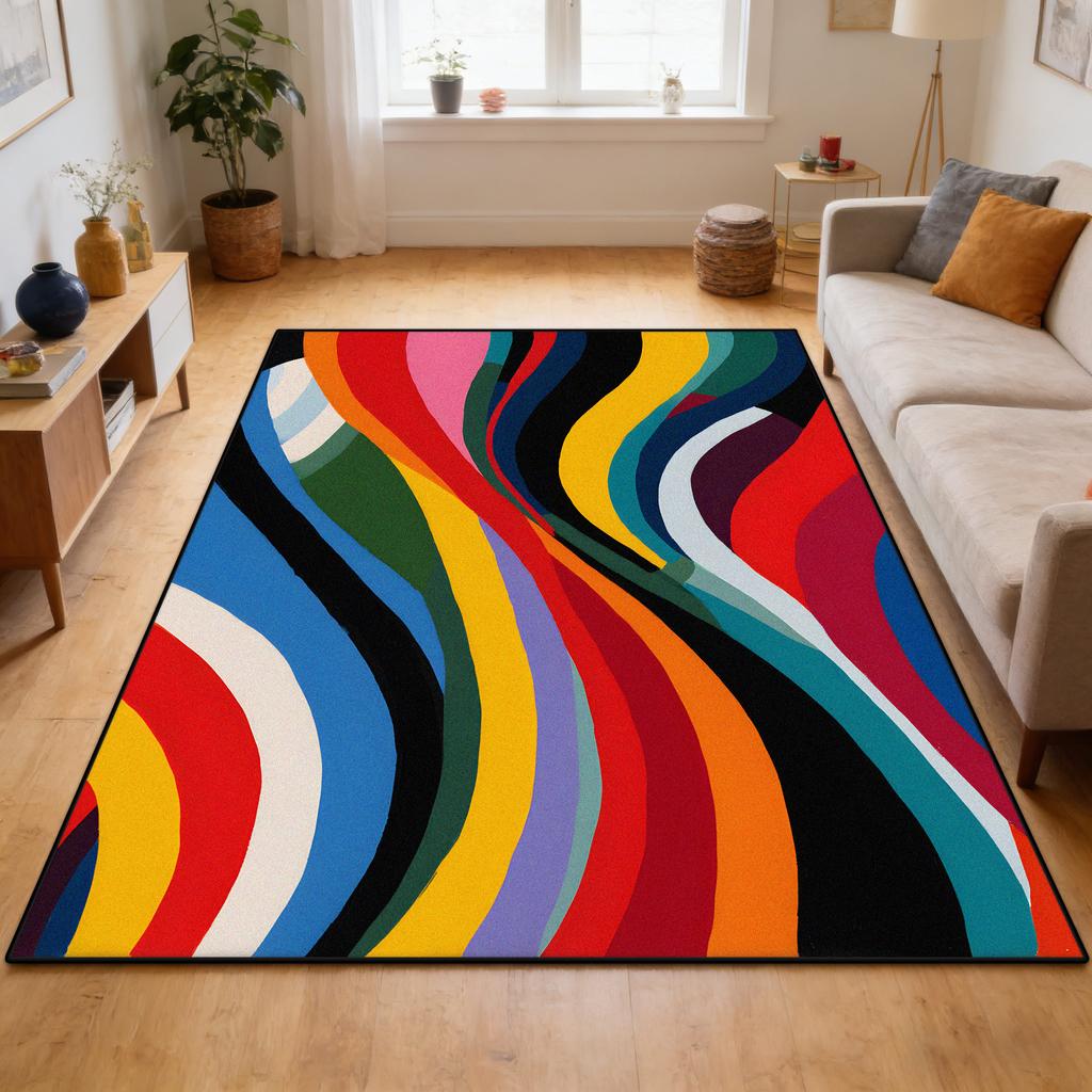 Dopamine Color Abstract Style Living Room Carpet Decoration Home Sofa Area Soft Rug Children Bedroom Non-slip Crawling Mat Floor