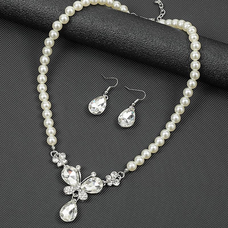 3pcs Luxury Bridal Zircon Zircon Zircon Set Collarbone Necklace Earrings Light Luxury Wedding Accessories for Bride