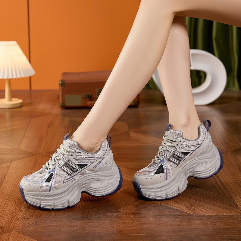 European Station Internet Celebrity Dad Shoes Women 2025 Summer New Korean Version of Fashion Mesh Versatile Thick Sole Heightening Women's Shoes