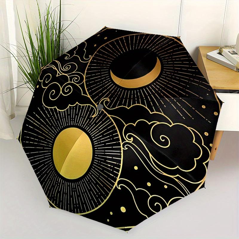 1pc Sun Moon Yin Yang Automatic Open/Close Umbrella, Portable Folding umbrella for Everyday Use yy250826043