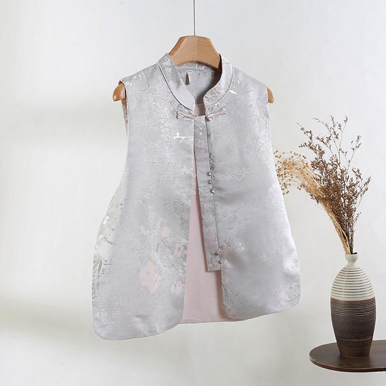 

Качество магазина из кирпича и раствора, винтажный вышитый топ с пряжкой, жаккардовый жилет в стиле пряжки, женский XXXL [Recommended 138-75kg]