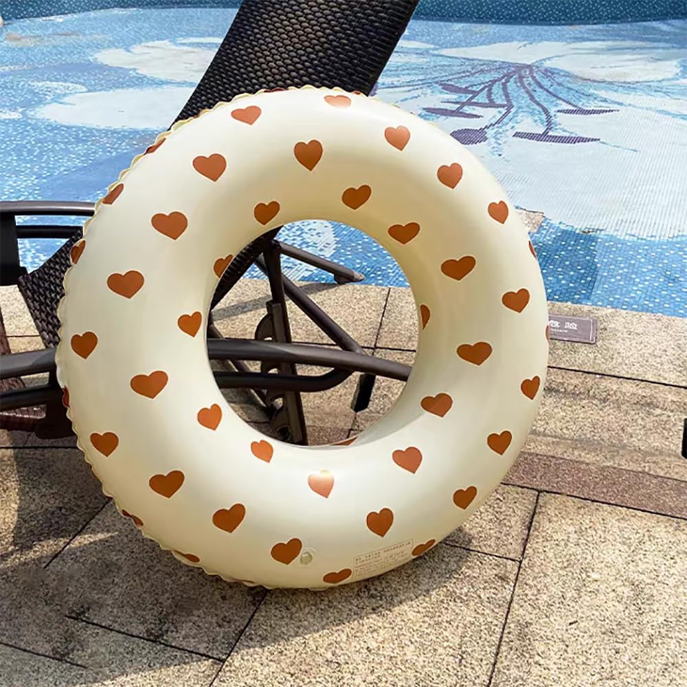 Siyzda Float Float Heart Pattern Float for Adults and Children Diameter 80cm Float Ring Type Summer Vacation Water Play Sea Beach Swimming Pool