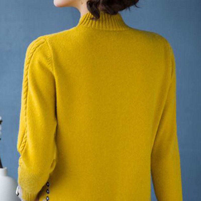 Sweter damski jesienno-zimowy lekki ciepły dzianinowy elastyczny top z długim rękawem