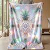 Pineapple Bubbles Rainbow Art Theme blanket Lightweight Warm Flannel Blanket Decorative Throw Blanket for Home Decoration