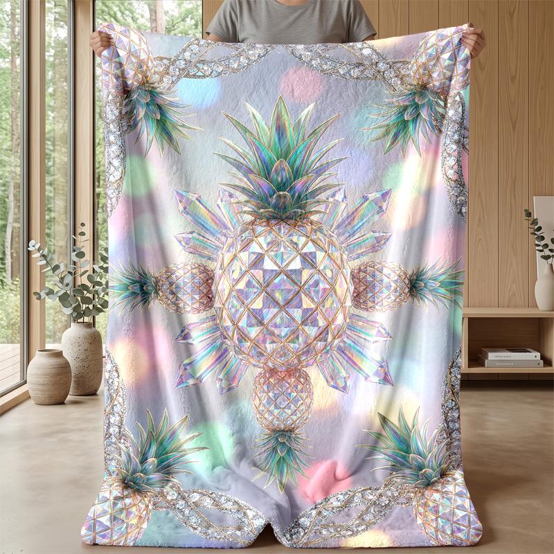 Pineapple Bubbles Rainbow Art Theme blanket Lightweight Warm Flannel Blanket Decorative Throw Blanket for Home Decoration