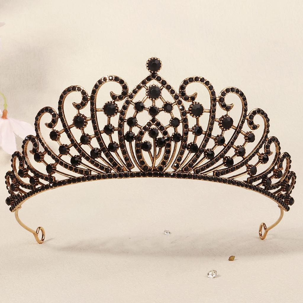 Halloween Jewelry Rhinestone Alloy Crown Holiday Party Dance Dress Headdress High-end Black Crown