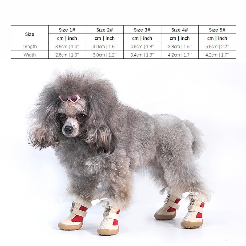 4pcs/set Elastic Winter Pet Dog Shoes Anti-slip Velvet Thickening Warmer Small Comfort Boots  Puppy Animal Chihuahua Yorkshire