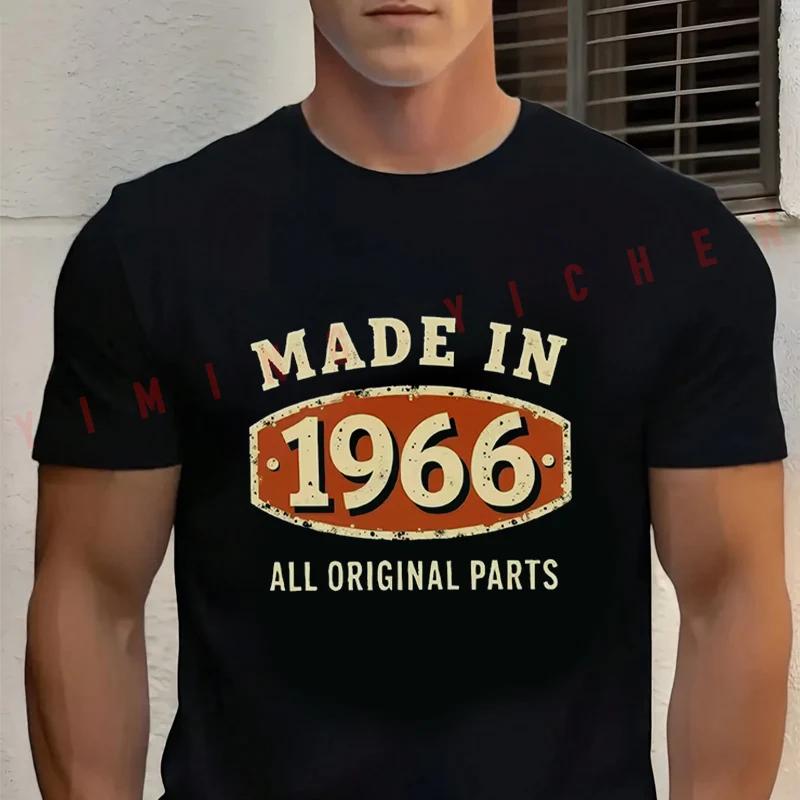 Made In 1966 All Original Parts Print Vintage Motorcycle T-shirt Cotton Summer Short Sleeve Casual Men Tees Top