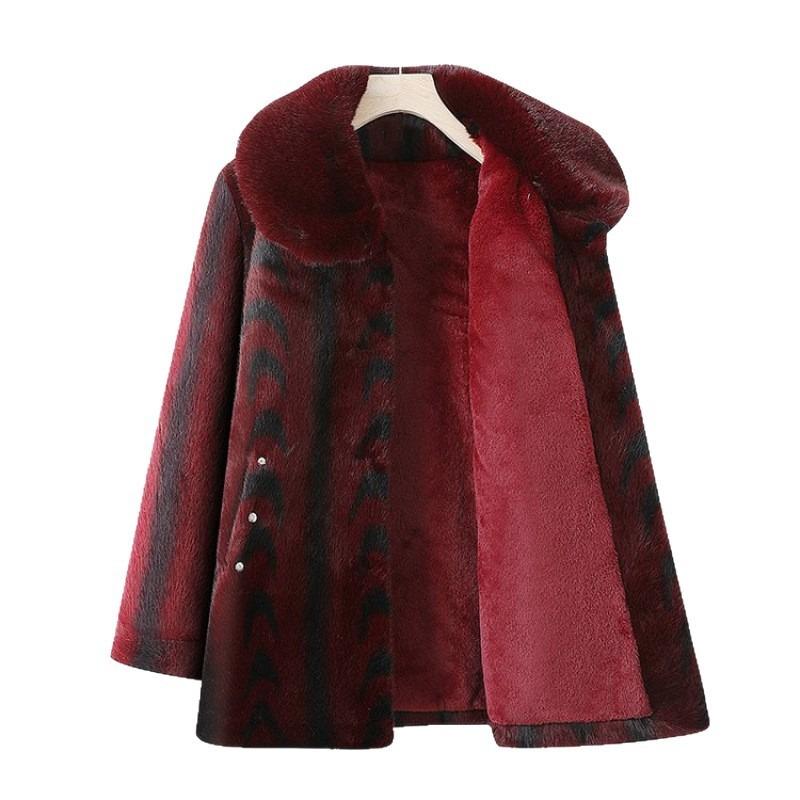 New Winter Velvet Cotton-padded Clothes Old Lady Winter Clothes Imitation Fur Coat Old Man Woolen Coat