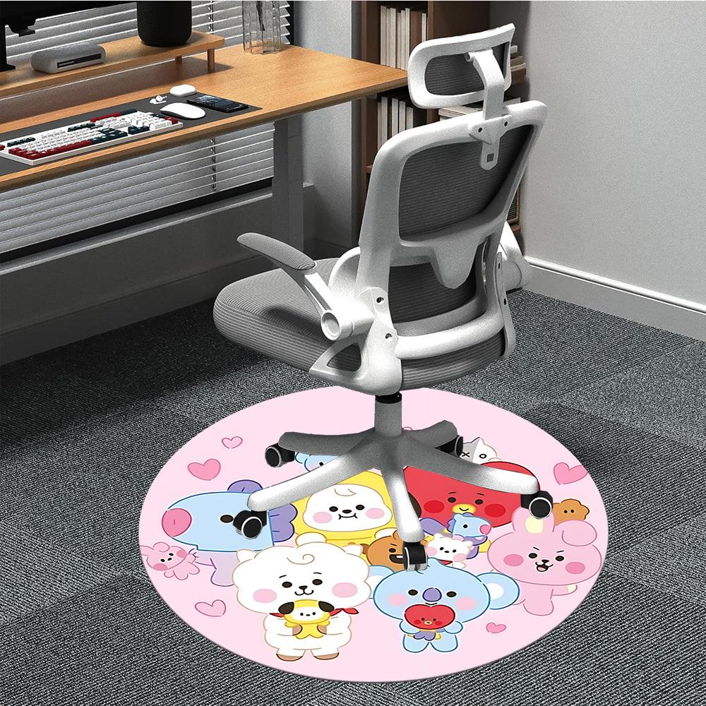 

1PC BT21 Characters Office Round Rug, Non-slip, Soft and Durable Office Rug for Interior Decoration, Perfect for Office yy250915101 80cm by 80cm