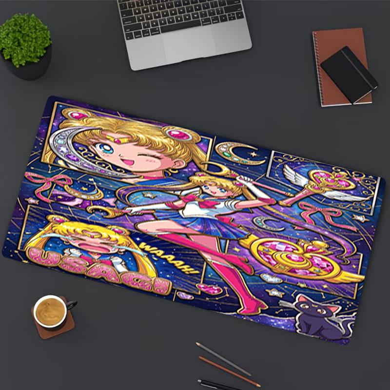 Podkładka pod mysz z nadrukiem Sailor Moon, do klawiatury, laptopa, PC, do biura, domu, Dekoracja biurka, Idealny prezent urodzinowy dla graczy
