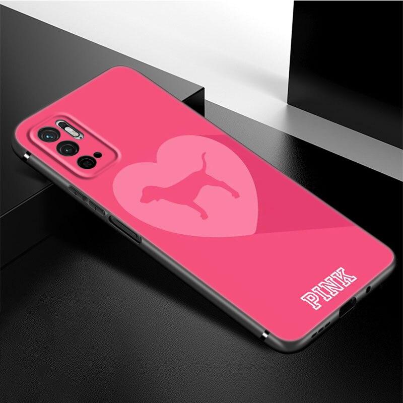 Fashion Pink Love Phone Case For Xiaomi Redmi Note 11 10 9 8 Pro 11T 5G 10T 10S 9S 9T 9i 9C 9A 8T Soft TPU Black Cover Funda