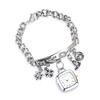 Βραχιόλι ρολόι καρπού Rhinestone Flower Heart Love Style από ανοξείδωτο ατσάλι Κομψό ρολόι από χαλαζία για καθημερινή Zegarek Damski