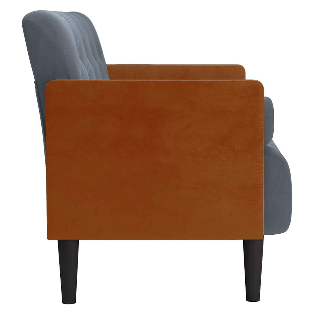 Two Seater Sofa with Neck Rolls Dark Gray 110 cm Velvet
