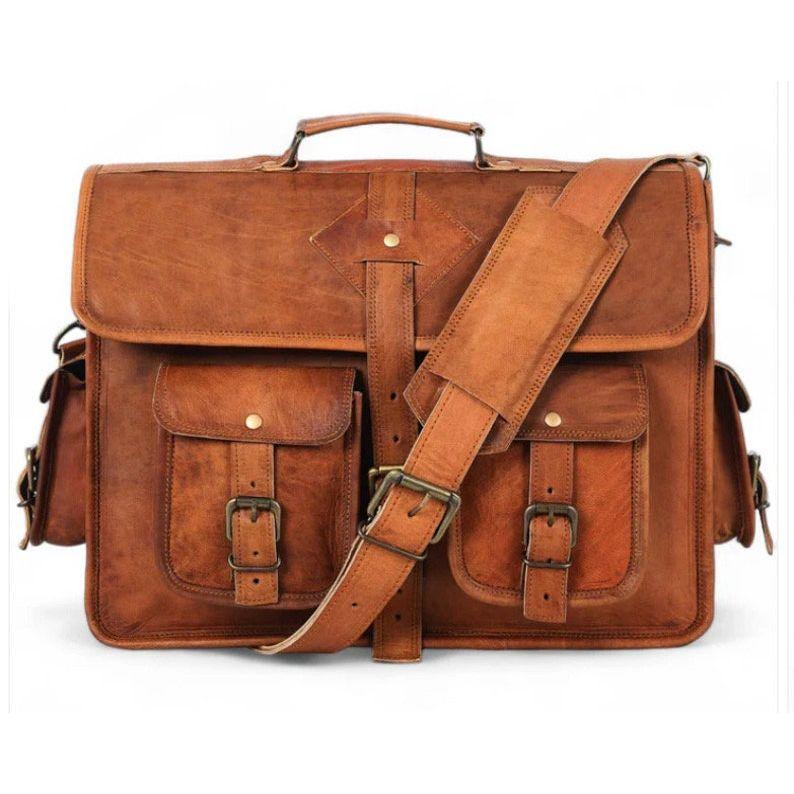 Handmade  Vintage Computer Satchel Travel Messenger Office Crossbody Bag Laptop Briefcase College Bag Gifts