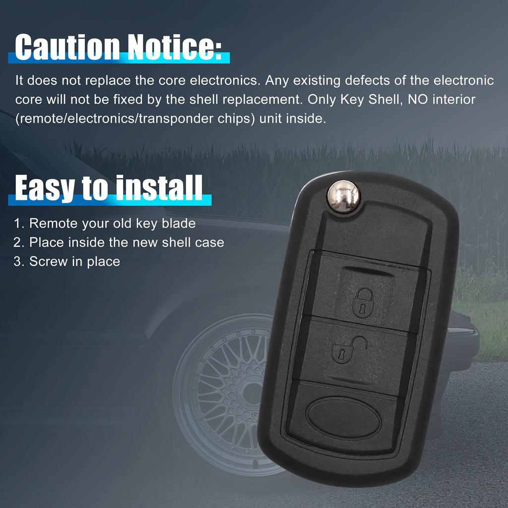 uxcell Car Key Shell Raw Fresh Key Fob Remote Control 3 Buttons for Land Rover
