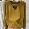 Autumn and winter new sweater women's lazy style retro hollow knitted sweater with gentle bottoming shirt top