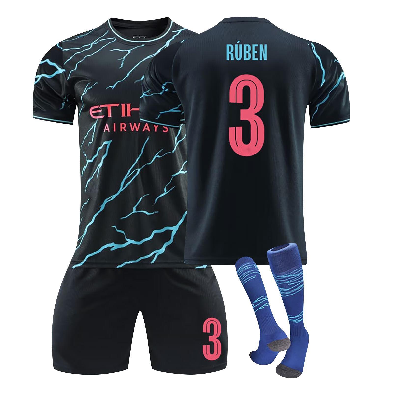 

2324 Манчестер Сити 2 выездные футбольные майки, комплект с короткими колготками, новый сезон, короткие колготки, комплект размеров для взрослых и детей 26