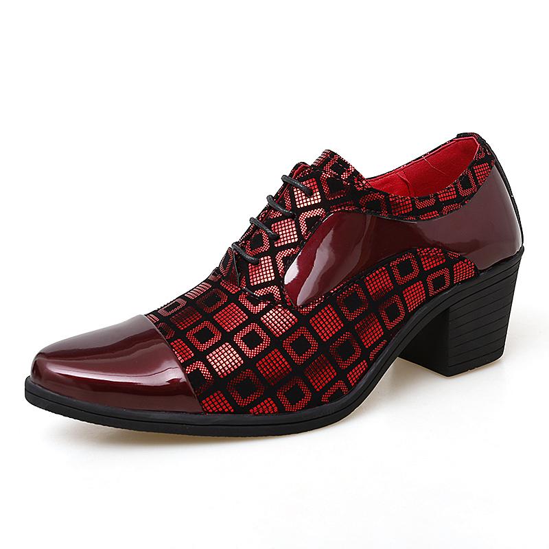 Brand 2025 Men's High-heeled Leather Shoes Fashion Red Wedding Dresses Shoes For Men Luxury Formal Shoes Man Zapatos De Vestir