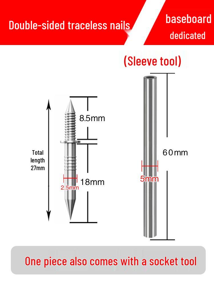 

Solid Wood Double-Headed Seamless Nail for Baseboards 10 nails + 1 sleeve