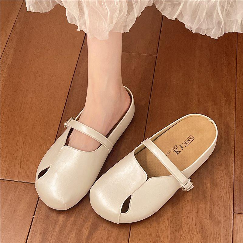 Inner Heightening Bag Head Half Slippers Women'S Summer Outer Wear French Retro Versatile Sandals One Pedal Lazy Shoes