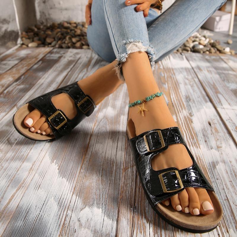 Slippers Women's Spring Summer New Products Women's Cool Slippers Large Size Buckle Lazy One Pedal Platform Beach Shoes Tide