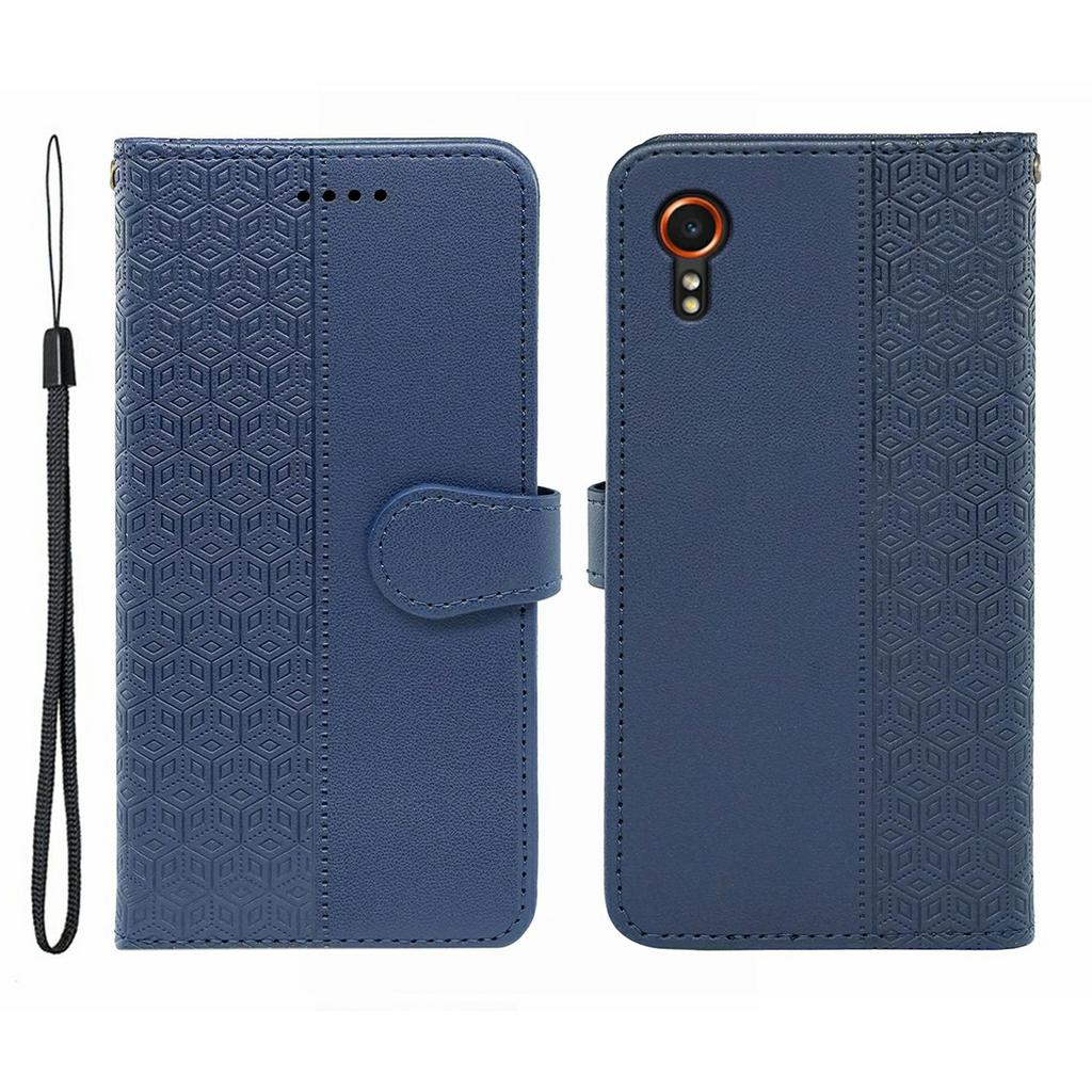 For Samsung Galaxy Xcover7 Case Anti Scratch Splicing Imprinted Rhombus Leather Phone Cover