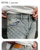 Winter Retro High Street Men's Full Print Jacquard Loose Straight-Leg Jeans