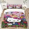 3pcs Flowers and Butterflies Hello Kitty Pattern Bedding Three-Piece Set (1 Cover + 2 Pillowcases, No Fillings),  Soft and Comfortable S021