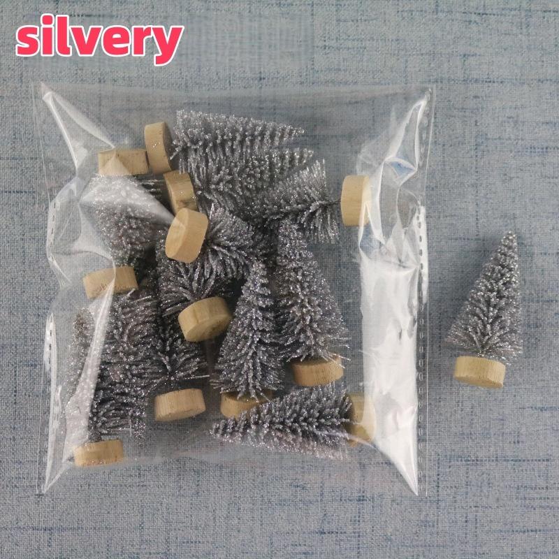 12PCS DIY Mini Christmas Tree 4.5cm Sisal Silk Cedar Desktop Decoration Small Christmas Tree Xmas New  Navidad Decor Gifts