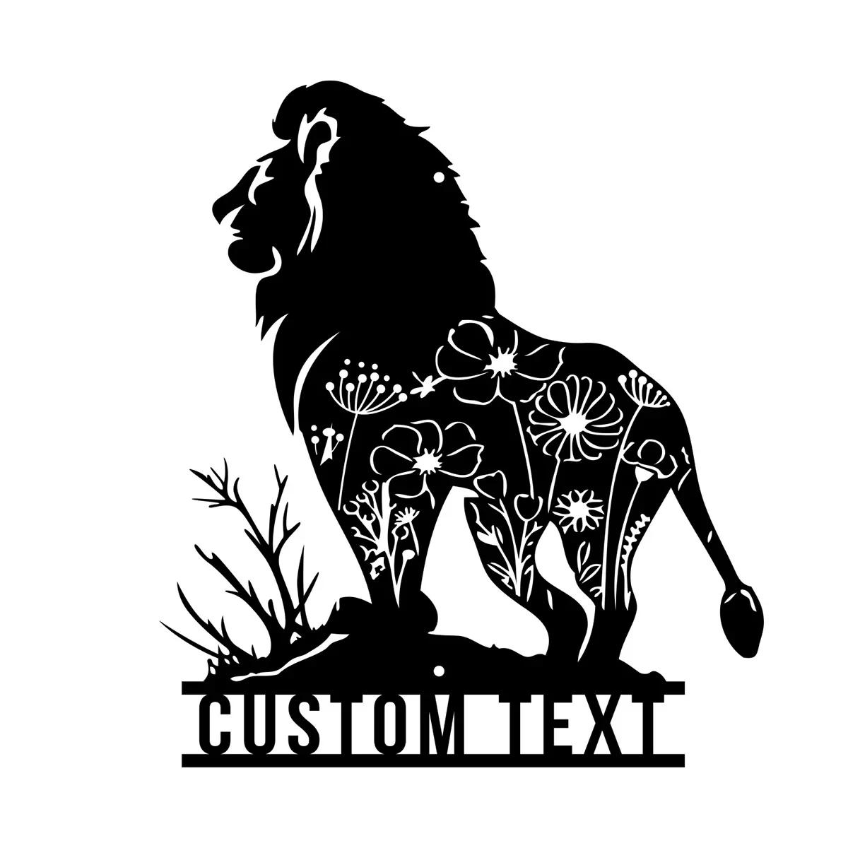 

Metal Wall Art King Lion Wild Animal Home Decor Floral Gift for Men
