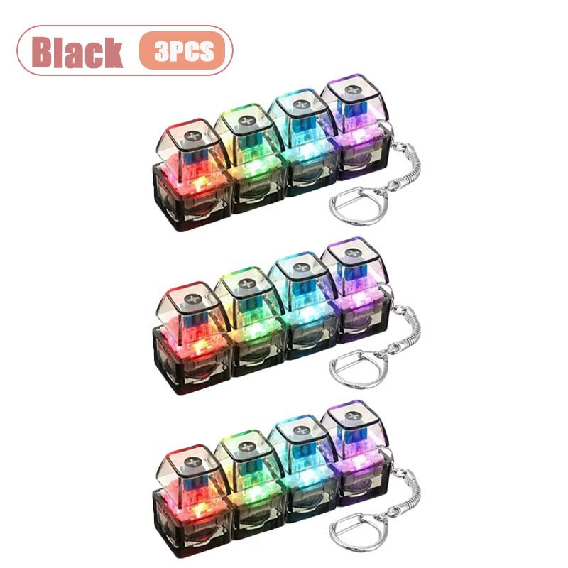 Mechanical Keyboard Switch Tester Keychain Fidget with LED Light DIY Keycap Stress Relief Clicker for Office Desk Anxiety Gift