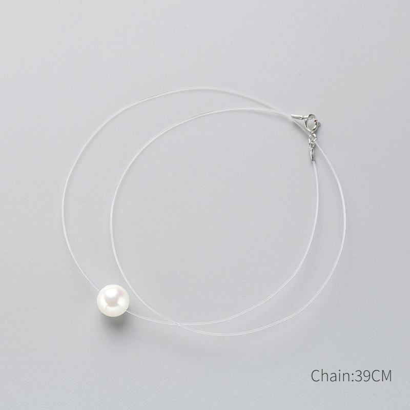 

INZATT 925 Sterling Silver Zircon Crystal Pearl Pendant Choker Necklace Transparent Fishing Line 2020 Fine Jewelry For Women