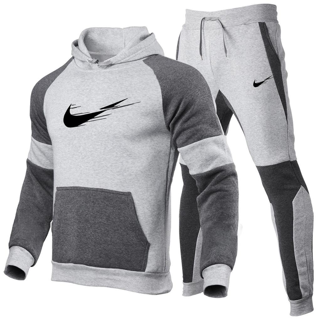 Red 2024 Autumn and Winter New Color Blocking Set Men's and Women's Sportswear Running Outdoor Fashion Set