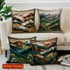 2D Mountain & Forest Pattern Decorative Pillow Covers Pattern Cushion Cover Suitable For Sofa Bedroom Car Pillow Cover
