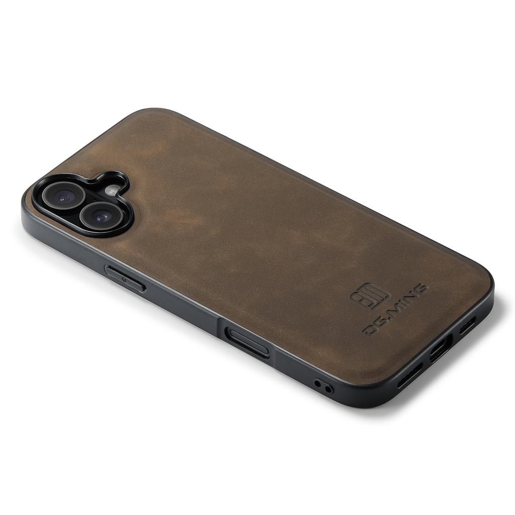 DG.MING Für iPhone 16 Plus Hülle PU-Leder+PC+TPU Hybrid Handyhülle