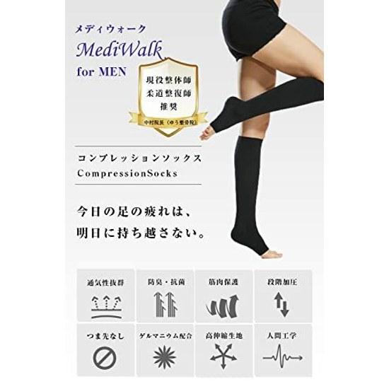 MKY Company Compression Socks Men Mediwalk Pressure High Support Stockings Mens Open Toe Leg Warmers Day Night Use Business Sports