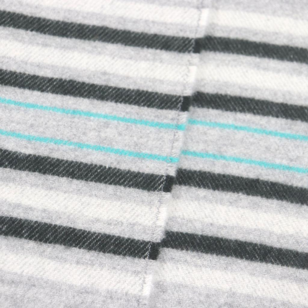 Ausgezeichneter HERMES Schal Neo-Rocabale Bordüre Fransen Hellgrau Kaschmir Herren Gebraucht