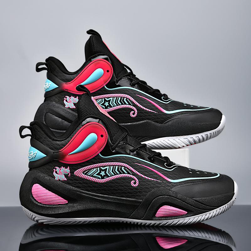 New mandarin duck basketball shoes men's leather high-top sports shoes female adolescent primary and secondary school students older children's tra