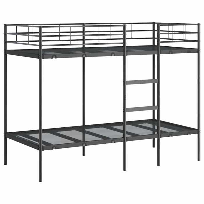 VidaXL Bunk Bed Without Mattress Black 100x190 Cm Steel, Bed Frame, Slatted Base, Bedroom Furniture, Loft Bed, Frame of 42000323
