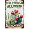 Vintage No Pricks Allowed Metal Tin Sign Funny Wall Decor For Home Cafes Office Store Cacti Kitchen 8x12 Inches