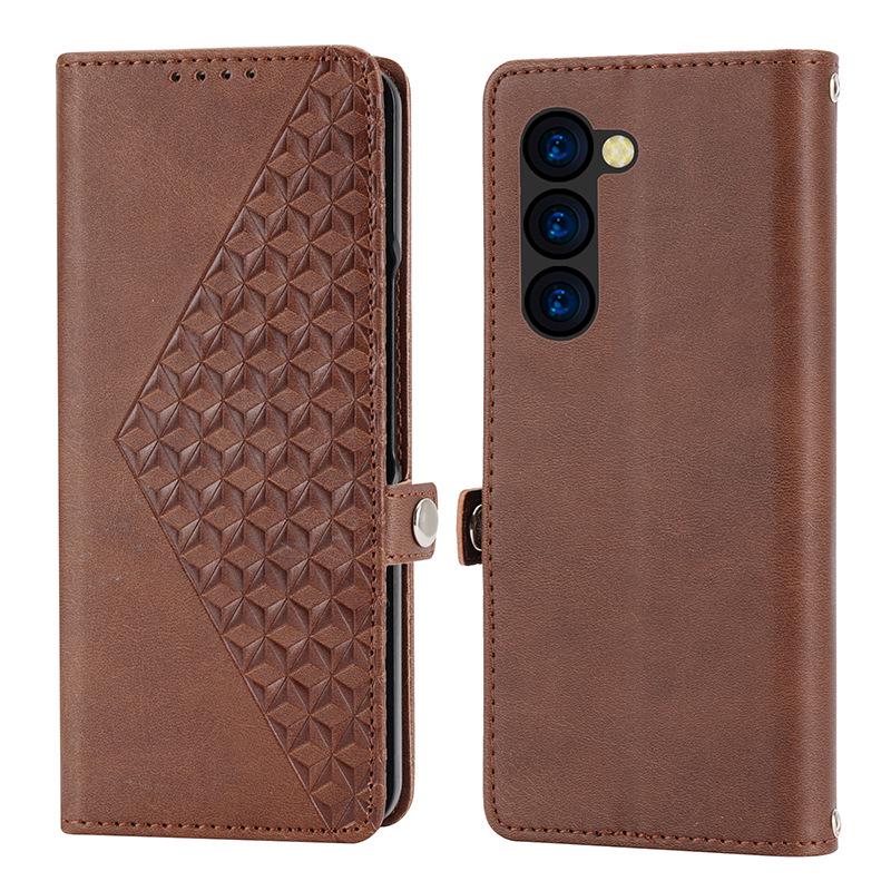 Samsung Folding Screen Leather Case - Calf Pattern Embossed Mobile Phone Case for ZFold4, Fold3, Z Fold5