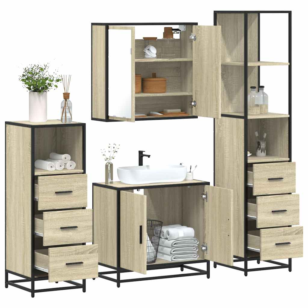 4 piece bathroom furniture set in Sonoma oak effect particle board
