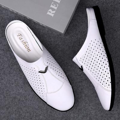 Mode Mode Herren Halbschuhe mit weicher Sohle Outdoor Herren Muller Schuhe Sommer Hausschuhe Coole Freizeitschuhe Echtes Leder Halbsandalen