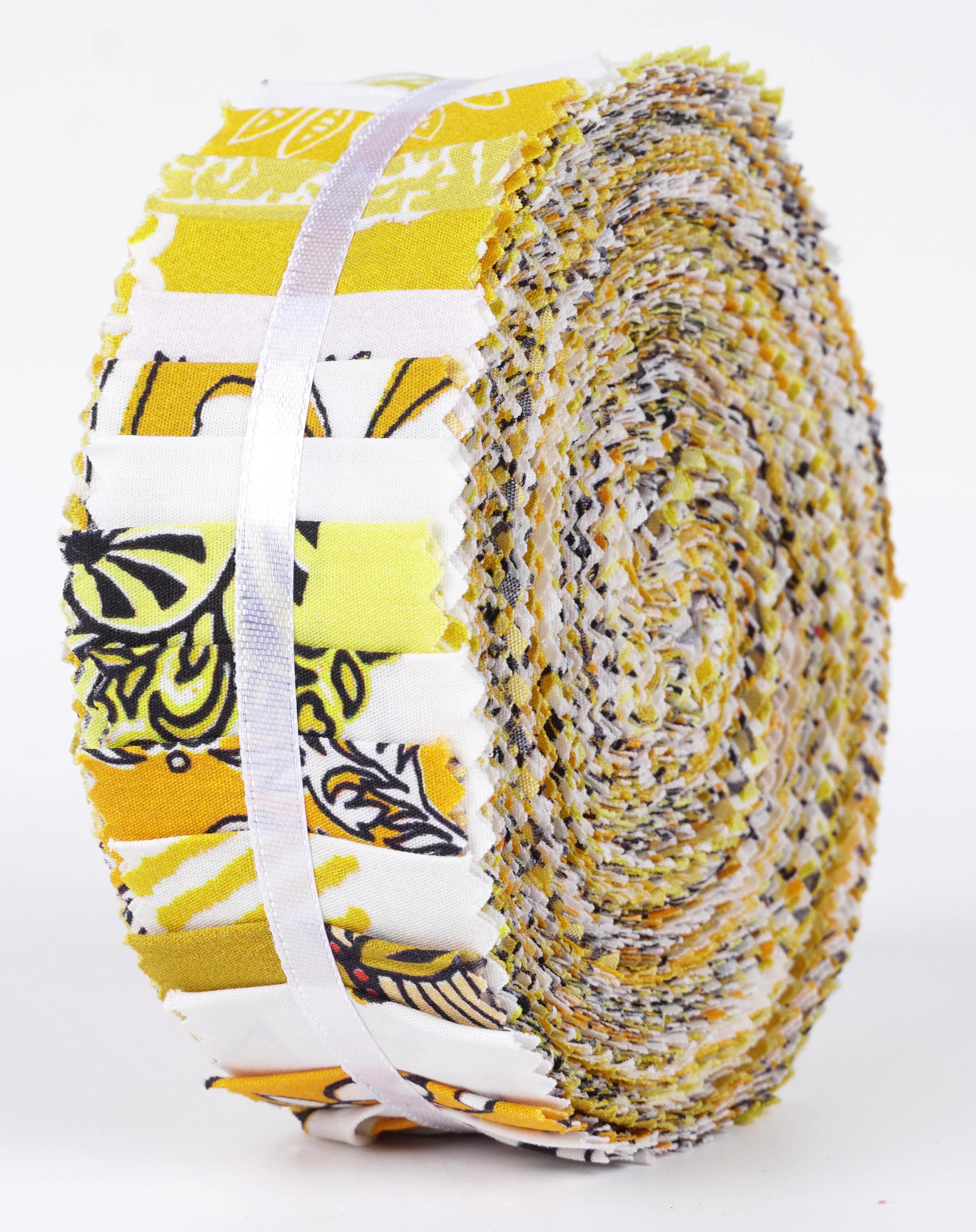 

Soimoi, 40 шт., бавовняна нарізана тканина з блоковим принтом для стьобання, ремісничі смужки 2,5x42 дюйма, желейний рулон - 1.5x42inches жовтий