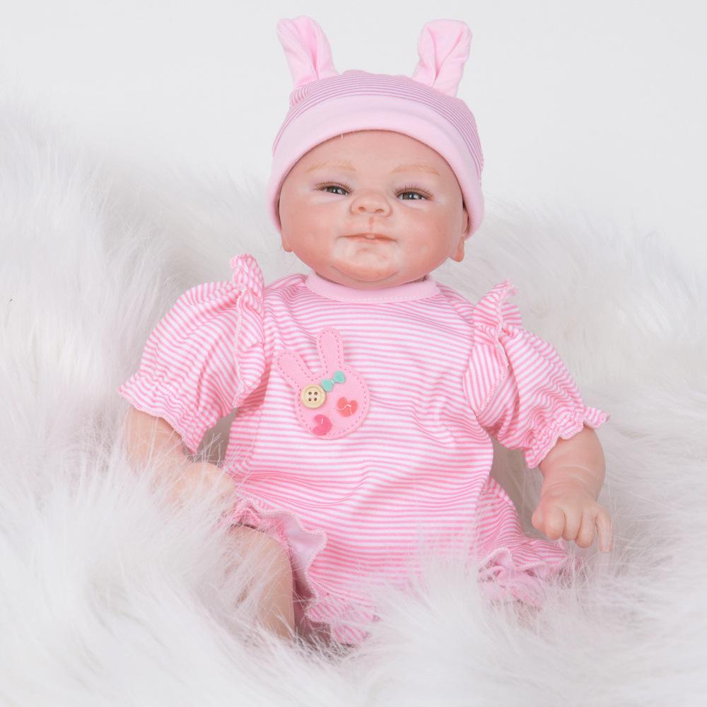Lifelike Baby Reborn Dolls Rooted Mohair Silicone Vinyl Fake Newborn Doll Baby