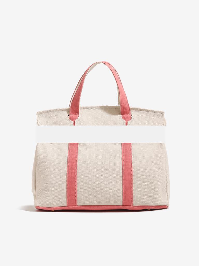 Women's 2025 Color Block Canvas Handbag - Large Capacity, Versatile Commute Bag