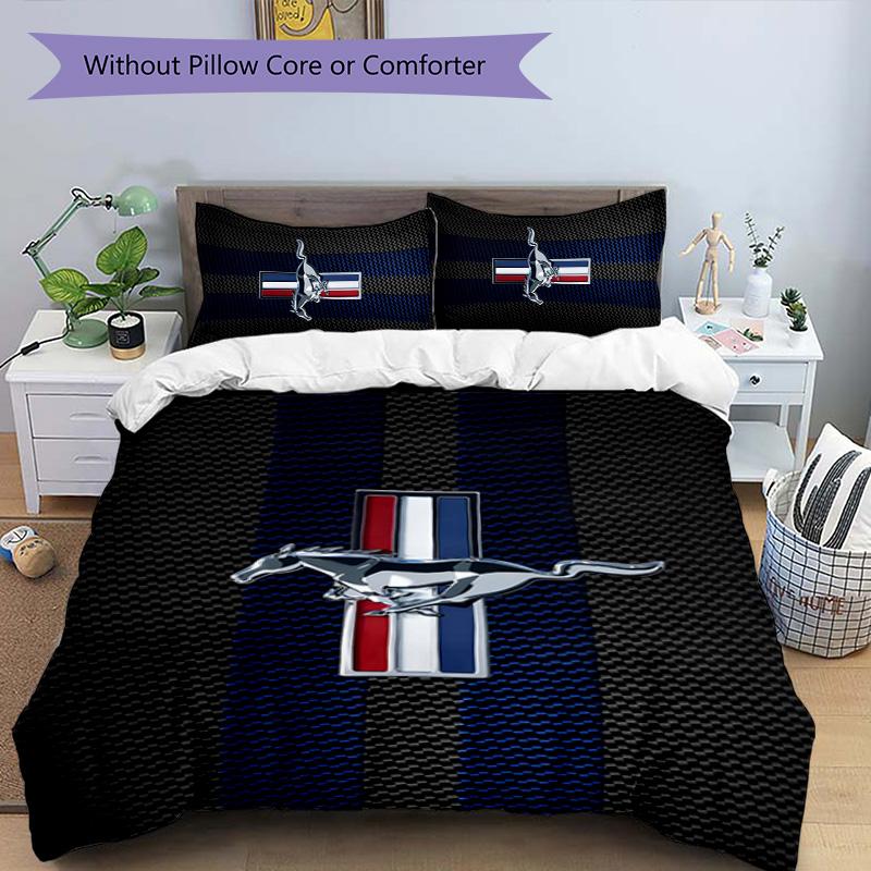 Mustang 3pcs Bedding Set Duvet Cover Closure Includes 1 Duvet Cover & 2 Pillowcases for All Seasons Bedroom Home Dorm Decor
