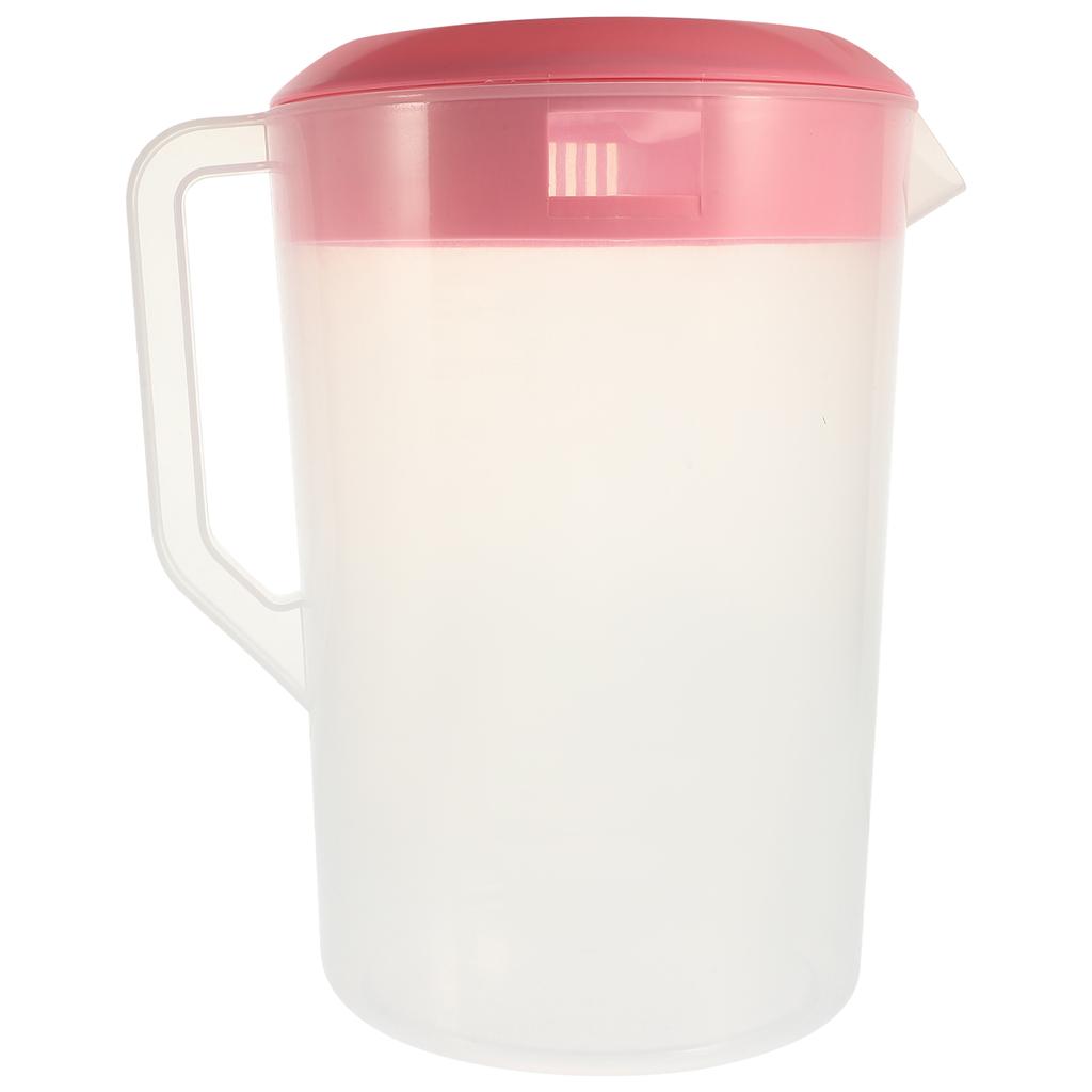 Measuring Kettle with Scale Beverage Storage Container with Lid Heat Resistant Cold Water Jug Plastic Juice Pitcher (2500ml Pink